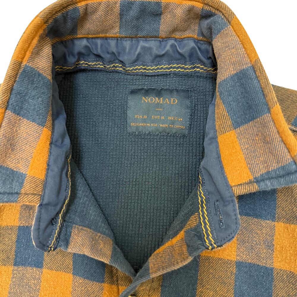 Nomad Brown Navy Buffalo Plaid Flannel Outdoorsy Lumnerjack Shirt Mens M - Picture 4 of 9